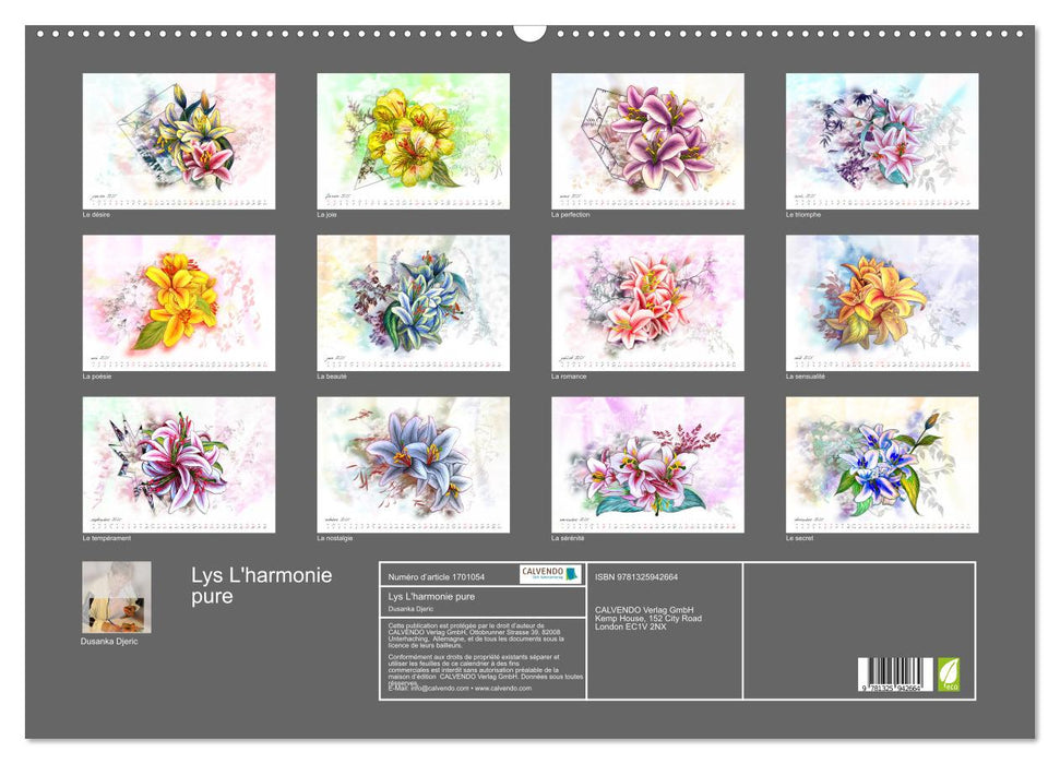 Lys L'harmonie pure (CALVENDO Calendrier mensuel 2025)