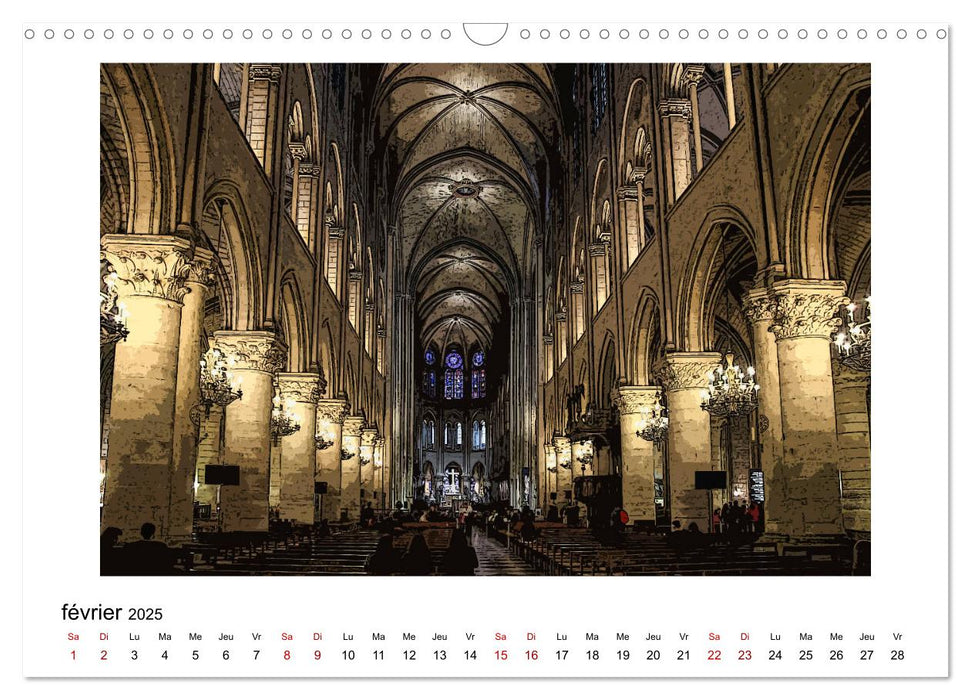 Notre-Dame de Paris en Cartoon (CALVENDO Calendrier mensuel 2025)