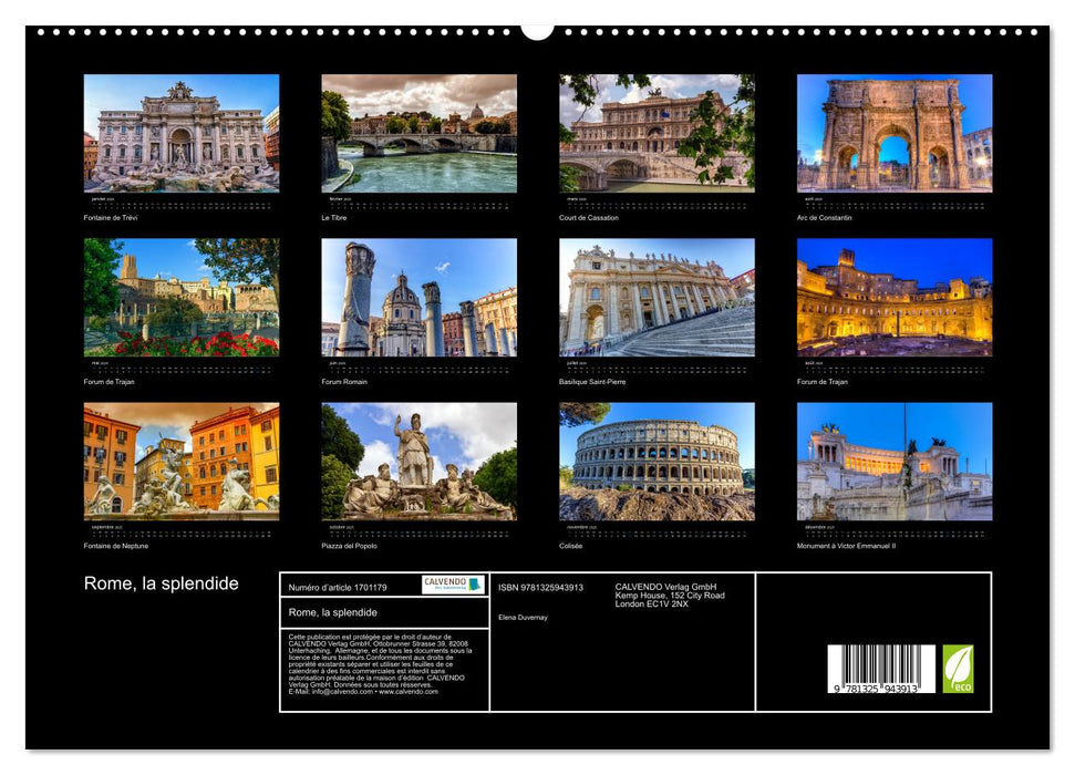 Rome, la splendide (CALVENDO Calendrier supérieur 2025)