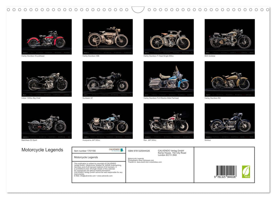 Motorcycle Legends (CALVENDO Monthly Calendar 2025)