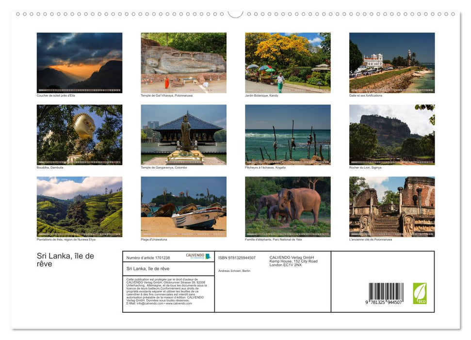 Sri Lanka, île de rêve (CALVENDO Calendrier supérieur 2025)