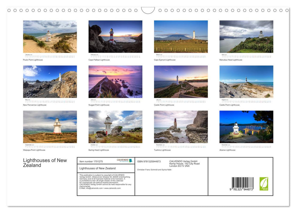 Lighthouses of New Zealand (CALVENDO Monthly Calendar 2025)