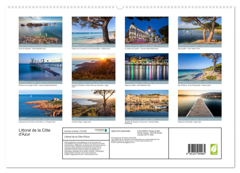 Littoral de la Côte d'Azur (CALVENDO Calendrier supérieur 2025)