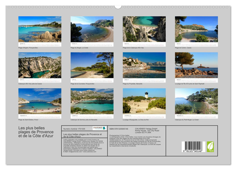 Les plus belles plages de Provence et de la Côte d'Azur (CALVENDO Calendrier supérieur 2025)