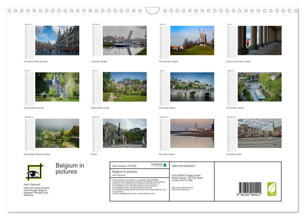 Belgium in pictures (CALVENDO Monthly Calendar 2025)