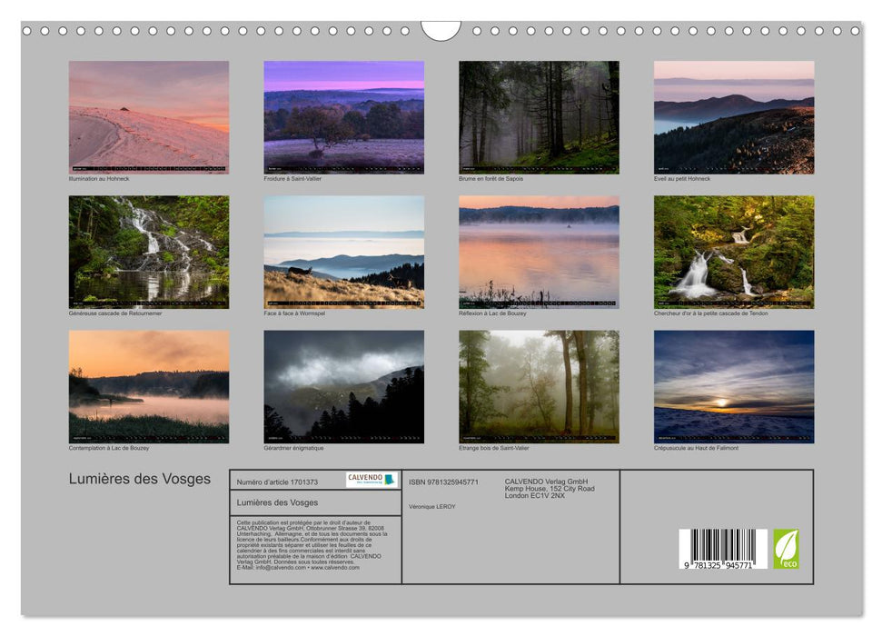 Lumières des Vosges (CALVENDO Calendrier mensuel 2025)