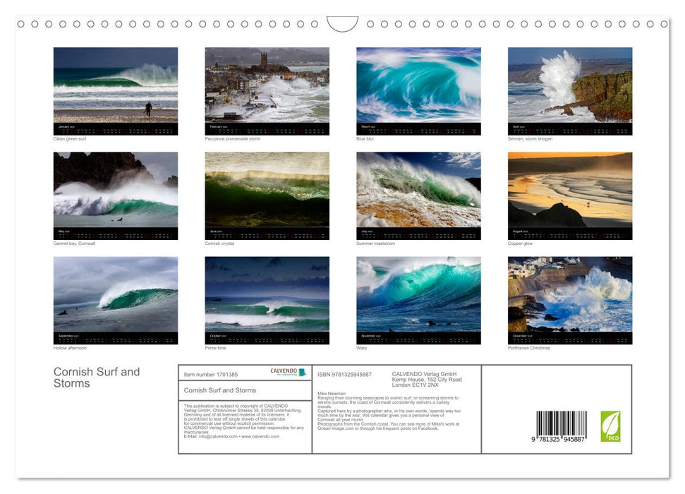 Cornish Surf and Storms (CALVENDO Monthly Calendar 2025)