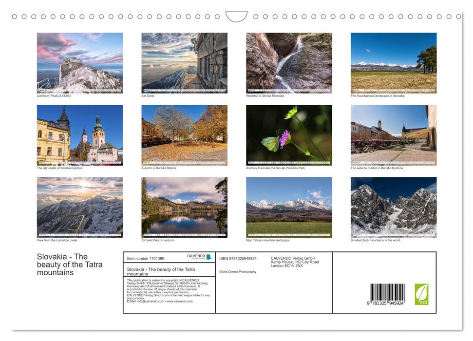 Slovakia - The beauty of the Tatra mountains (CALVENDO Monthly Calendar 2025)