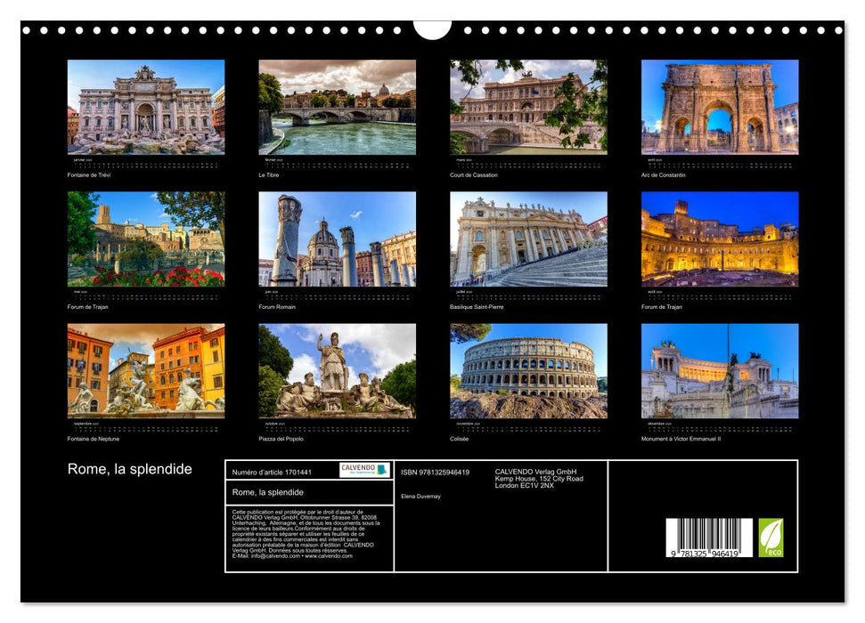 Rome, la splendide (CALVENDO Calendrier mensuel 2025)