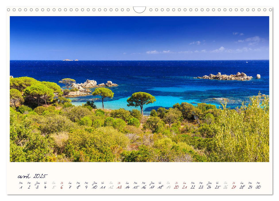 Corse - fantastiques côtes de la Méditerranée (CALVENDO Calendrier mensuel 2025)