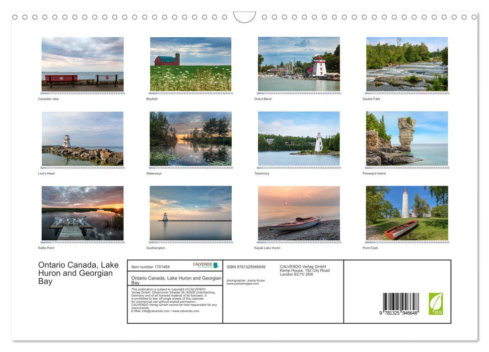 Ontario Canada, Lake Huron and Georgian Bay (CALVENDO Monthly Calendar 2025)