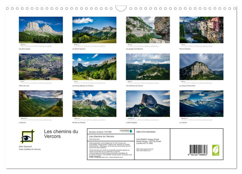 Les chemins du Vercors (CALVENDO Calendrier mensuel 2025)