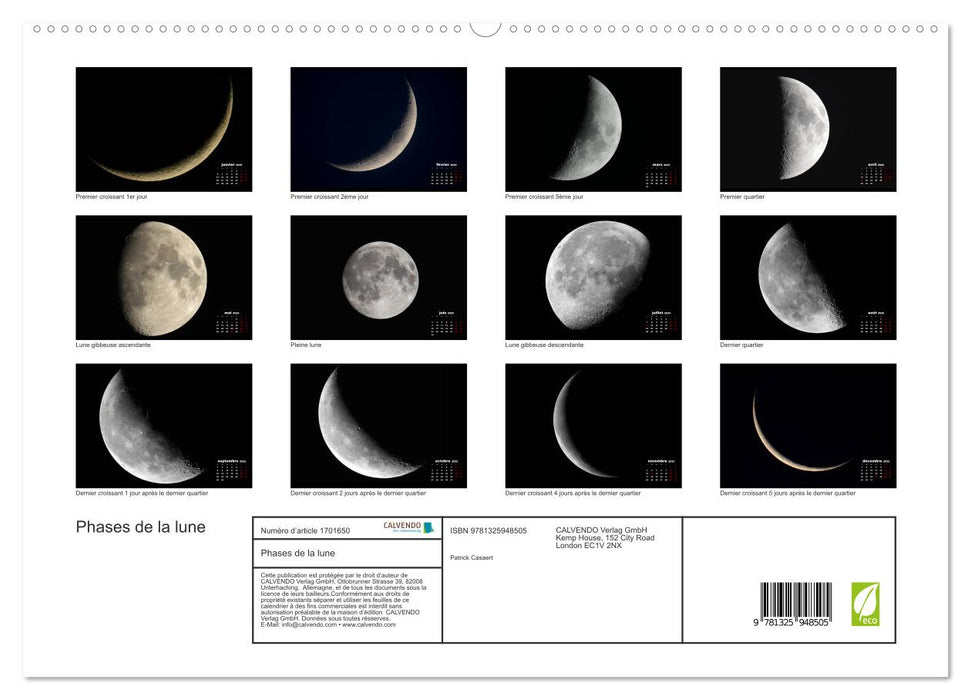 Phases de la lune (CALVENDO Calendrier supérieur 2025)