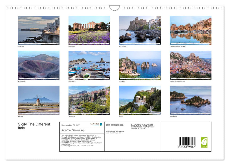 Sicily The Different Italy (CALVENDO Monthly Calendar 2025)