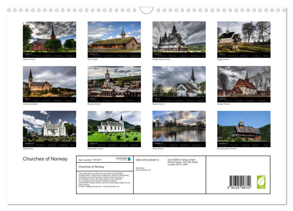 Churches of Norway (CALVENDO Monthly Calendar 2025)