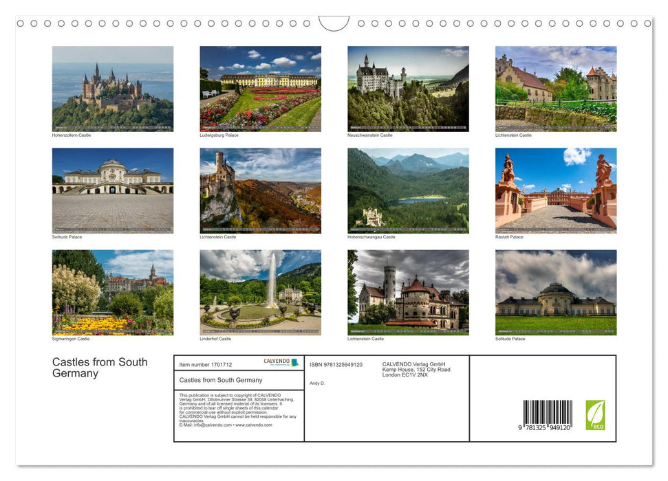 Castles from South Germany (CALVENDO Monthly Calendar 2025)