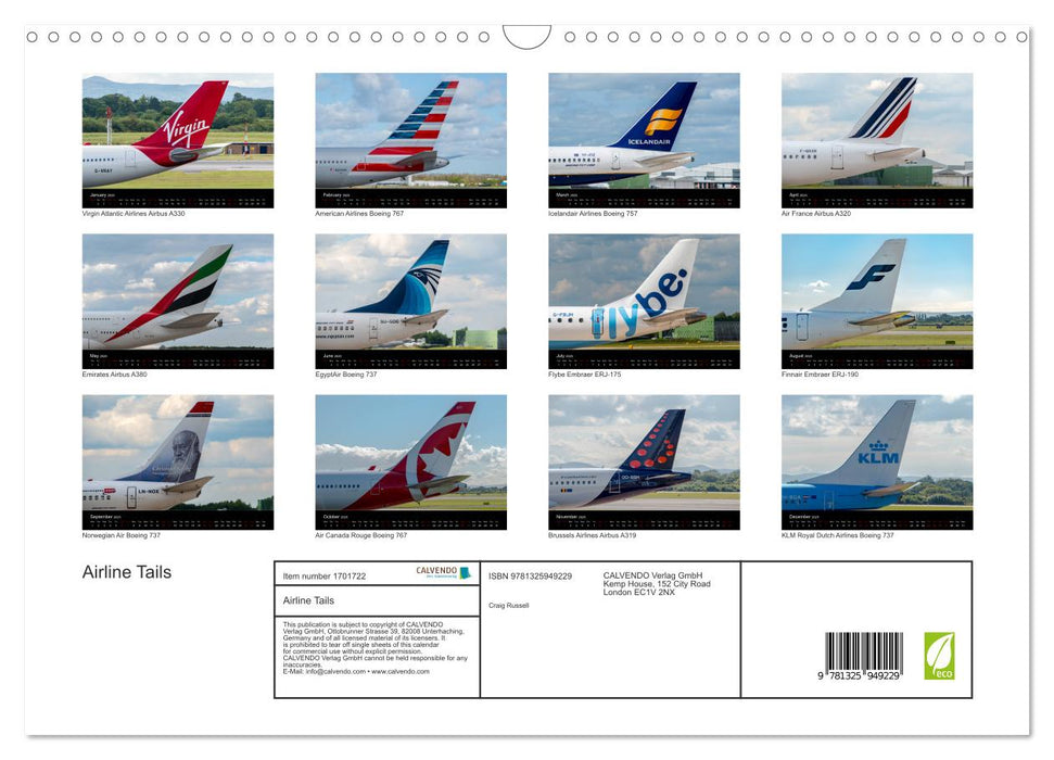 Airline Tails (CALVENDO Monthly Calendar 2025)