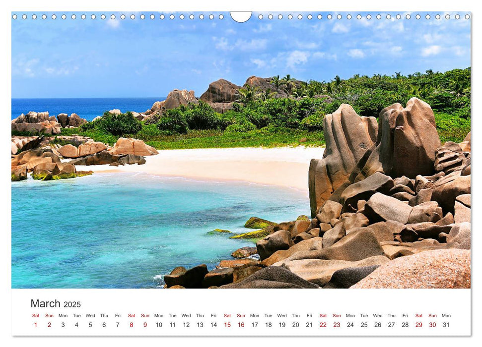 Dreamy Beaches of the Seychelles (CALVENDO Monthly Calendar 2025)