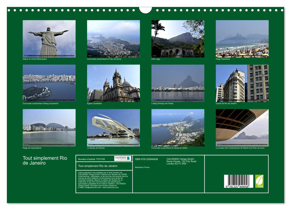 Tout simplement Rio de Janeiro (CALVENDO Calendrier mensuel 2025)