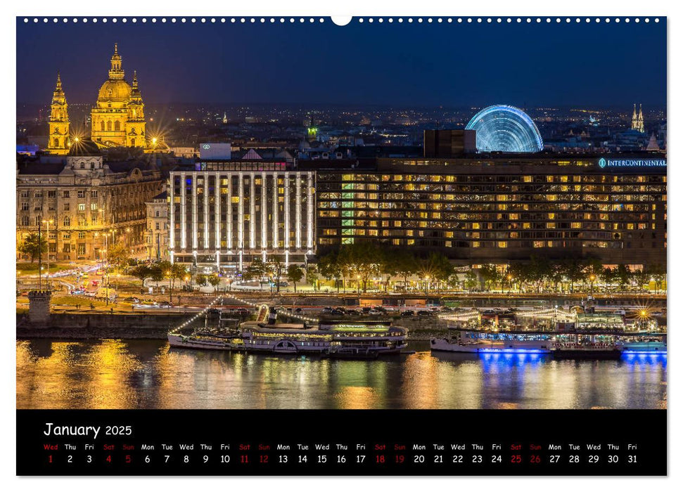 Danube River Nightlights (CALVENDO Premium-Calendar 2025)