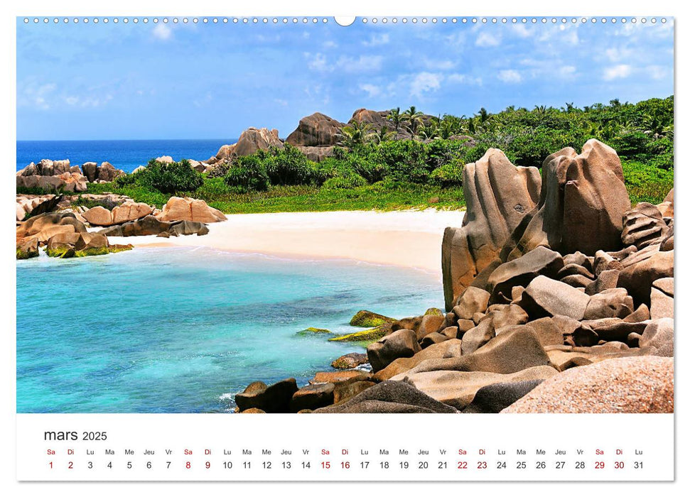 Plages de rêve Seychelles (CALVENDO Calendrier supérieur 2025)