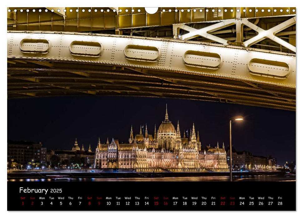 Danube River Nightlights (CALVENDO Monthly Calendar 2025)