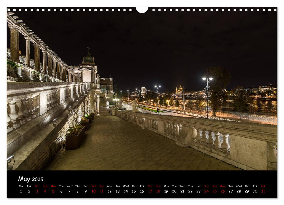 Danube River Nightlights (CALVENDO Monthly Calendar 2025)