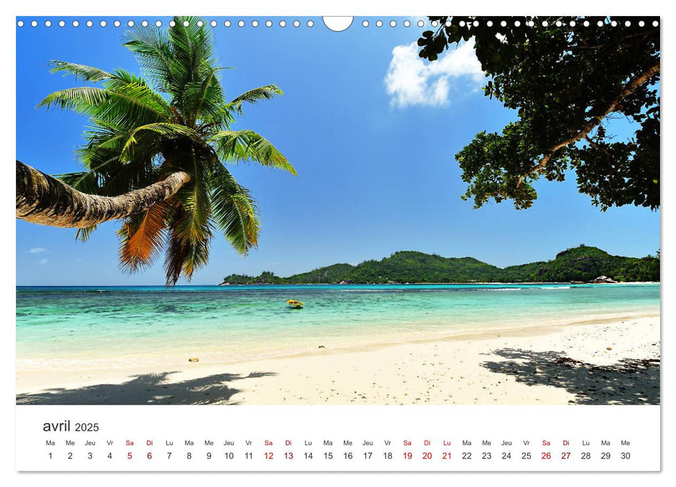 Plages de rêve Seychelles (CALVENDO Calendrier mensuel 2025)