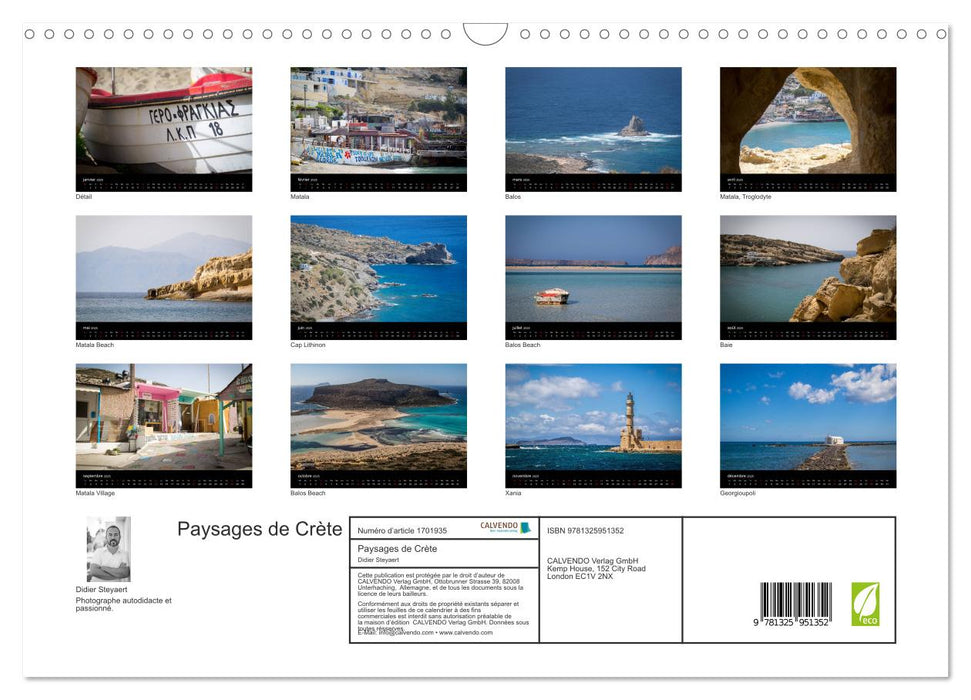 Paysages de Crète (CALVENDO Calendrier mensuel 2025)