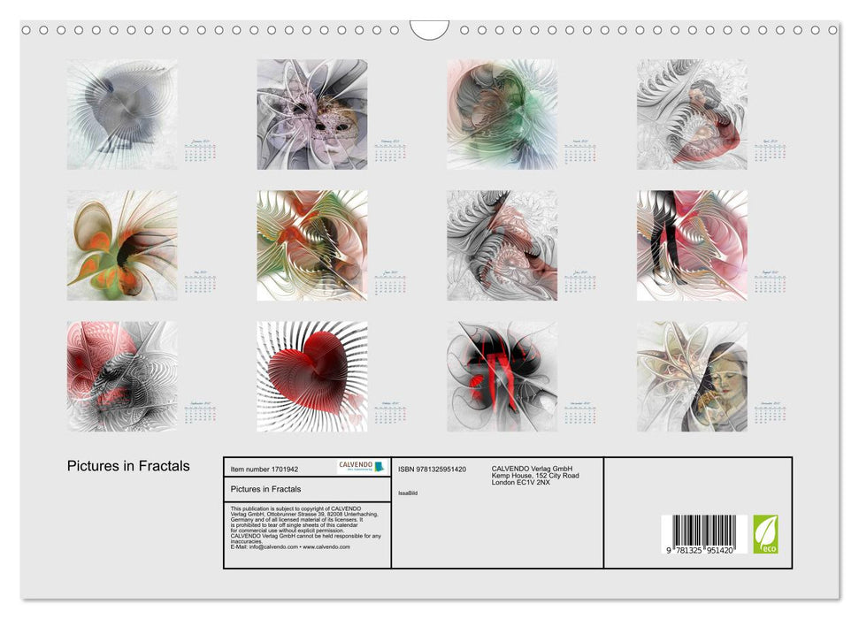 Pictures in Fractals (CALVENDO Monthly Calendar 2025)