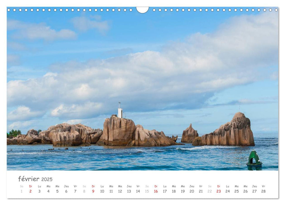 Paysages des Seychelles (CALVENDO Calendrier mensuel 2025)