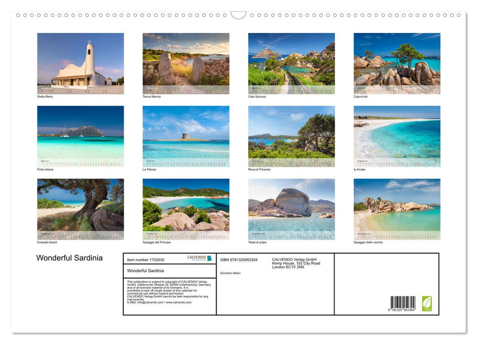 Wonderful Sardinia (CALVENDO Monthly Calendar 2025)