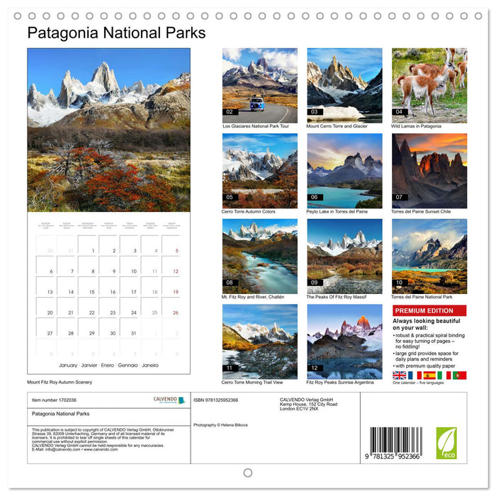 Patagonia National Parks (CALVENDO Monthly Calendar 2025)