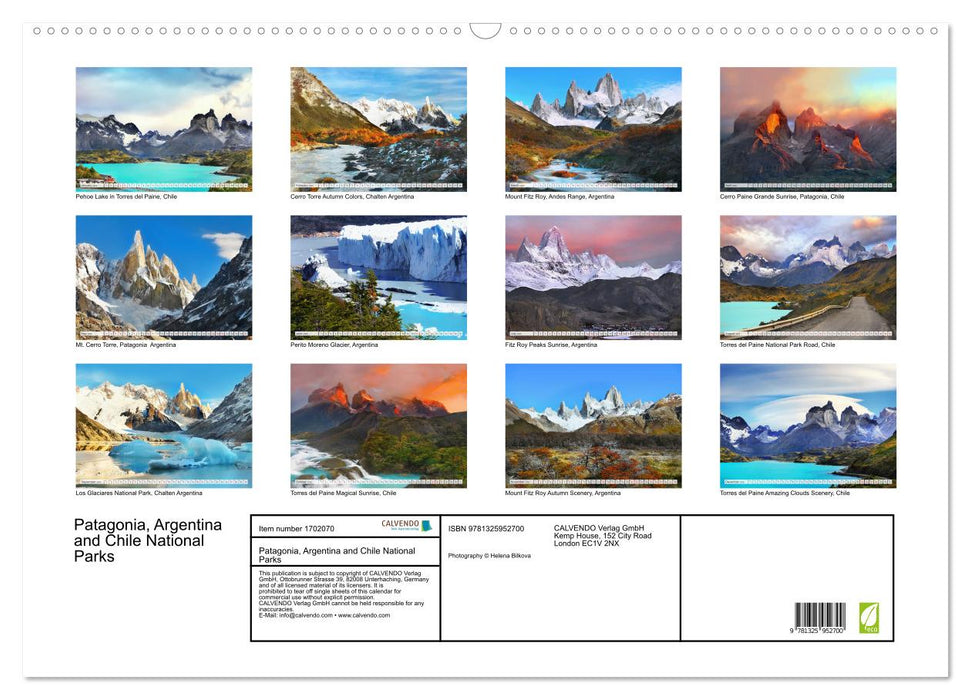 Patagonia, Argentina and Chile National Parks (CALVENDO Monthly Calendar 2025)