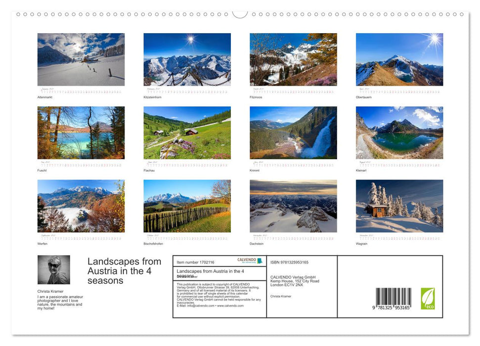 Landscapes from Austria in the 4 seasons (CALVENDO Premium-Calendar 2025)