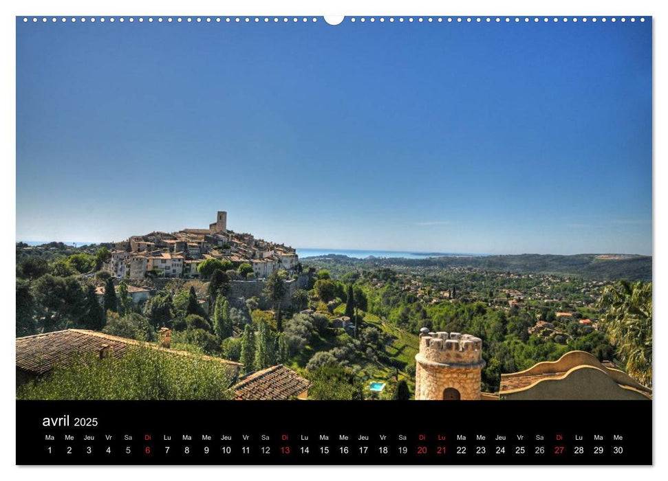 Côte d'Azur entre Mer et Montagne (CALVENDO Calendrier supérieur 2025)