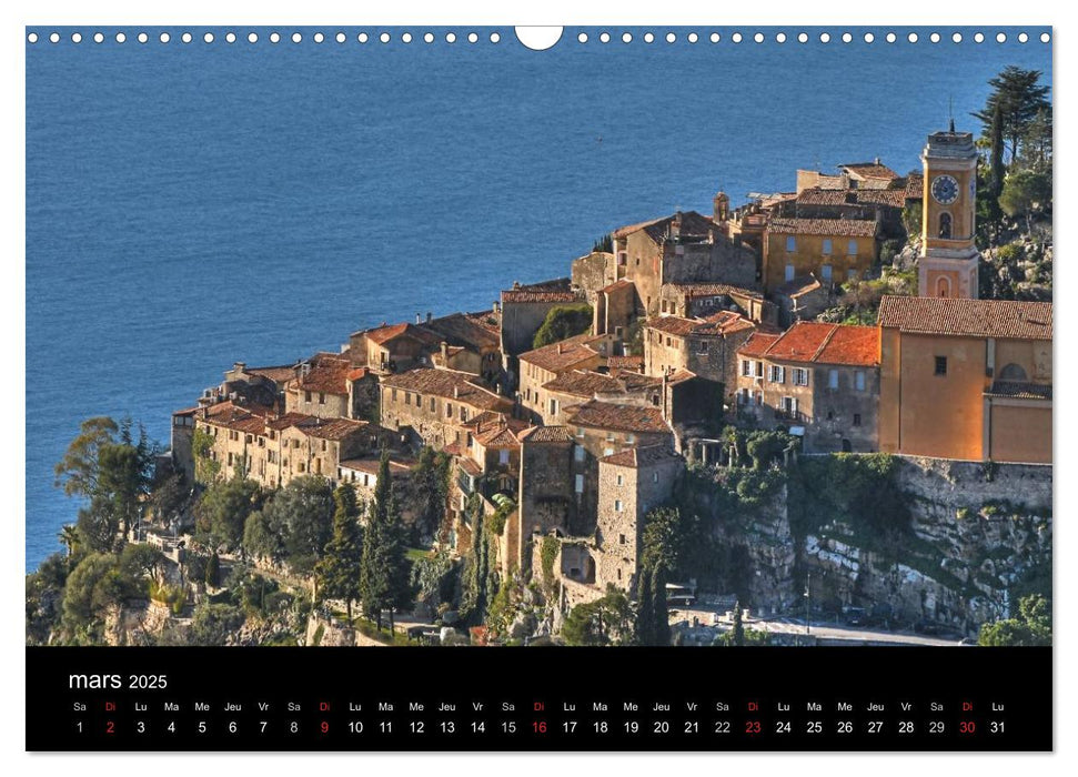 Côte d'Azur entre Mer et Montagne (CALVENDO Calendrier mensuel 2025)