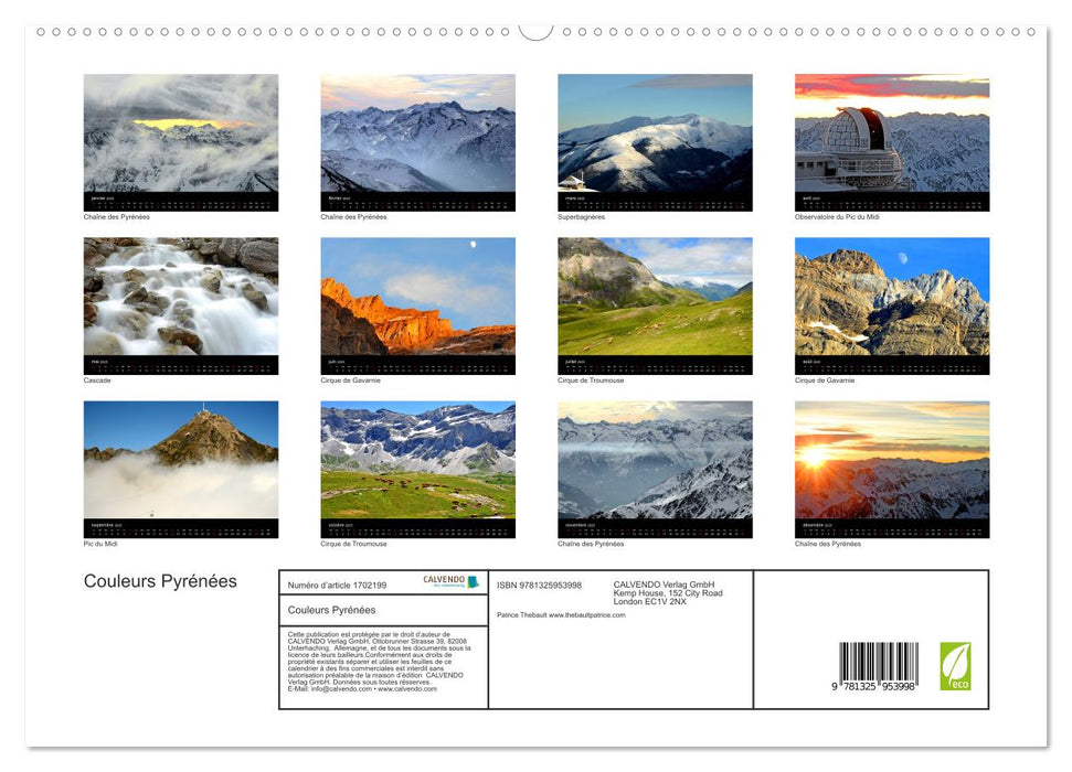 Couleurs Pyrénées (CALVENDO Calendrier supérieur 2025)