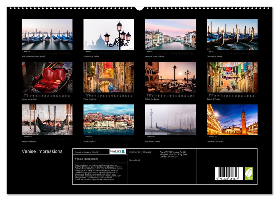 Venise Impressions (CALVENDO Calendrier supérieur 2025)