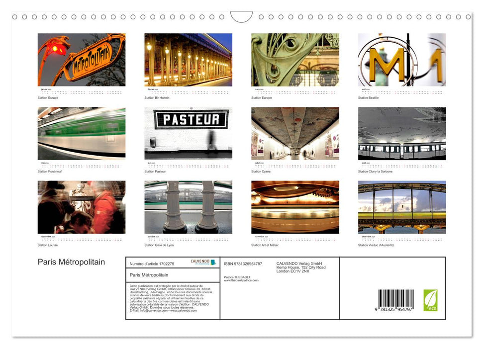 Paris Métropolitain (CALVENDO Calendrier mensuel 2025)