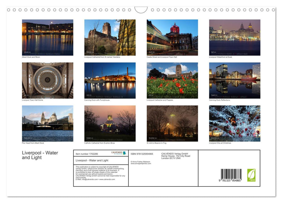 Liverpool - Water and Light (CALVENDO Monthly Calendar 2025)