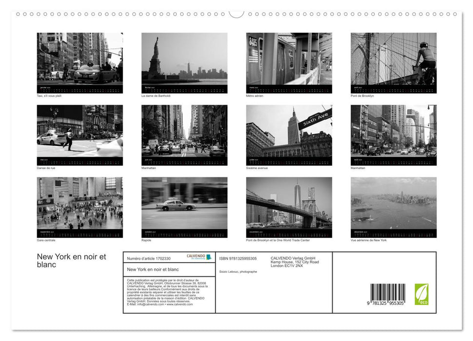 New York en noir et blanc (CALVENDO Calendrier supérieur 2025)