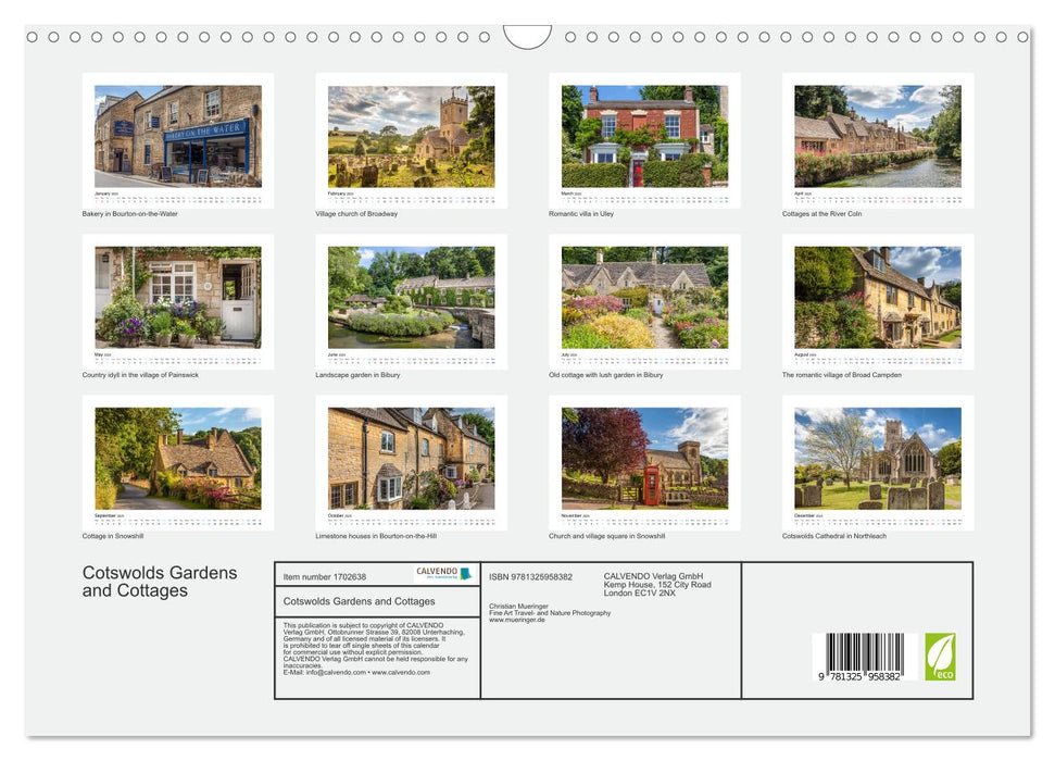 Cotswolds Gardens and Cottages (CALVENDO Monthly Calendar 2025)