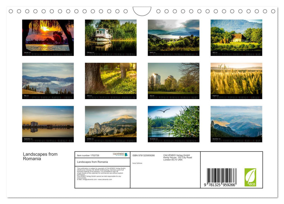 Landscapes from Romania (CALVENDO Monthly Calendar 2025)