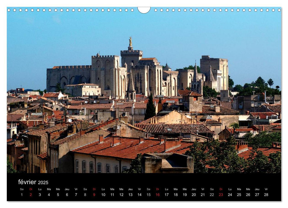 Avignon Le Palais des Papes et le Pont St-Bénézet (CALVENDO Calendrier mensuel 2025)