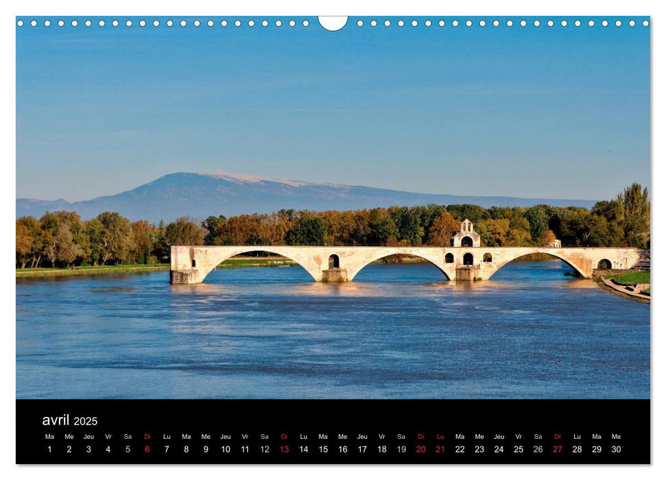 Avignon Le Palais des Papes et le Pont St-Bénézet (CALVENDO Calendrier mensuel 2025)