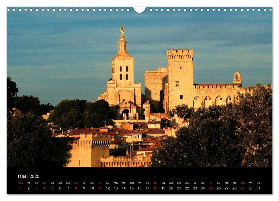 Avignon Le Palais des Papes et le Pont St-Bénézet (CALVENDO Calendrier mensuel 2025)