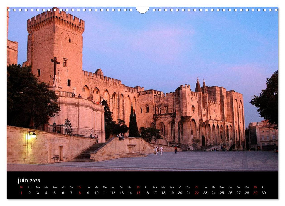 Avignon Le Palais des Papes et le Pont St-Bénézet (CALVENDO Calendrier mensuel 2025)