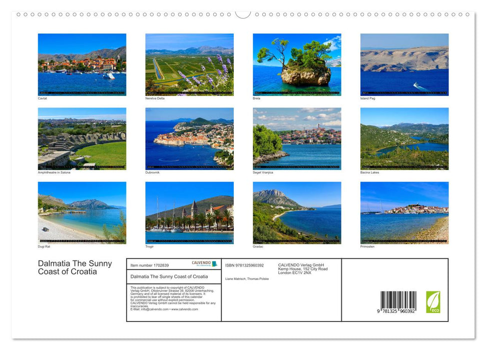 Dalmatia The Sunny Coast of Croatia (CALVENDO Premium-Calendar 2025)