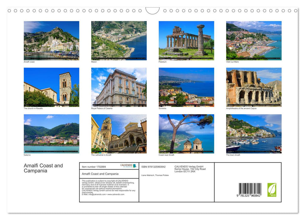 Amalfi Coast and Campania (CALVENDO Monthly Calendar 2025)